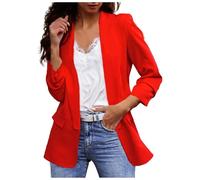 Allegorly Chaqueta Mujer Blazer Chaqueta Verano Mujer Legere Blazer Para Chaquetas De Manga 2026 Negocios Casual Clásico Oficina Trabajo Tardes Casual Sastre Slim Fit Solapa Chaquetas Abrigo, B-rojo