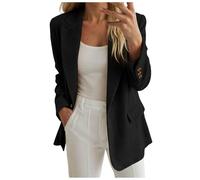 Allegorly Chaqueta Sastre Mujer Blazer Mujer Largo Negocios Casual Manga Larga Un Botón Solapa Sólida Práctica para Oficina Y Trabajo Versátil Y Cómodo, B-le negro, L