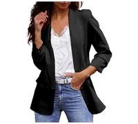 Allegorly Chaqueta Sastre Mujer Chaqueta Corta Mujer Chaquetas De Oficina Casual De Manga Larga Recta Y Suelta Clásica Sastre Solapa Abrigo Oficina Y Trabajo, B-le negro, M