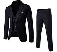 Allegorly - Disfraz para hombre, 3 piezas, para boda, diseño delgado, traje formal, color puro, chaleco y pantalones, para boda, negocios, Le Noir, M