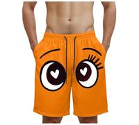 Allegorly Pantalones cortos de natación para hombre, estilo informal, de secado rápido, con forro de malla, con bolsillos, Naranja #2, S