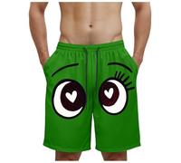 Allegorly Pantalones cortos de natación para hombre, estilo informal, de secado rápido, con forro de malla, con bolsillos, Verde #2, L