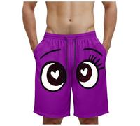 Allegorly Pantalones cortos de natación para hombre, estilo informal, de secado rápido, con forro de malla, con bolsillos, Morado #2, 3XL