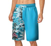 Allegorly Traje de baño para hombre, casual, transpirable, forro de malla, secado rápido, pantalones cortos de playa, con bolsillos, Azul #2, XL