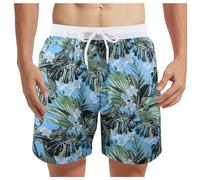 Allegorly Traje de baño para hombre, pantalones cortos de natación casuales, de secado rápido, con bolsillos, para surf, playa, 2-azul cielo, XXL