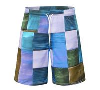 Allegorly Traje de baño para hombre, suave, de secado rápido, con forro de malla, forro de malla, pantalones cortos de playa con bolsillos, 2-azul, L