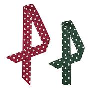 Allegra K 2 Uds. Bufanda Sedosa Flaca De Los Años 50 Con Lunares En La Cintura, Bufanda Estrecha Para El Cuello Rojo verde 196 * 5cm/77 * 2"(L*W)
