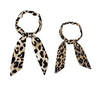 Allegra K 2pcs mujeres flaco bufanda leopardo impreso diadema larga pañuelo cuello bufanda, Marrón claro y marrón, 88*5cm/35*2"(L*W)