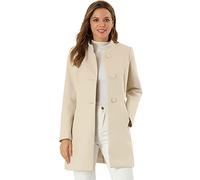 Allegra K, Abrigo de invierno para mujer, cuello alto, botonadura simple, ropa de abrigo, Beige, XS