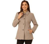 Allegra K Abrigo de mujer con cuello ponit, gabardina de un solo pecho, gabardina Marrón Claro XS