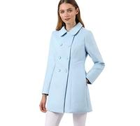 Allegra K Abrigo Largo De Invierno Con Cuello Peter Pan Y Doble Botonadura Para Mujer Azul L