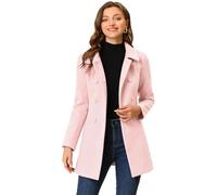 Allegra K Abrigo Largo De Invierno Con Cuello Peter Pan Y Doble Botonadura Para Mujer Rosa XS