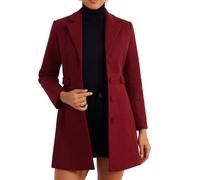 Allegra K Abrigo para Mujer con Solapa y Botones Abrigo de Invierno Rojo Oscuro S