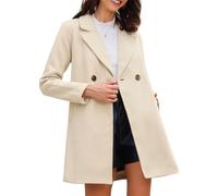 Allegra K Abrigos de invierno raglán cruzados con solapa con muesca para mujer Blanco crema L