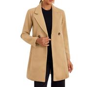 Allegra K Abrigos de invierno raglán cruzados con solapa con muesca para mujer Caqui XL