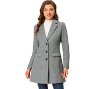 Allegra K - Abrigos de otoño para mujer, gabardina larga de invierno, Puntito Gris, Large