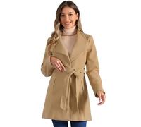 Allegra K Abrigos Largos Con Cinturón De Manga Larga Con Cuello Alto Elegante De Invierno Para Mujer Caqui M