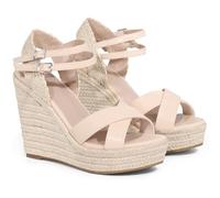 Allegra K Alpargatas con plataforma y tiras cruzadas para mujer, sandalias con tacón de cuña Beige 38