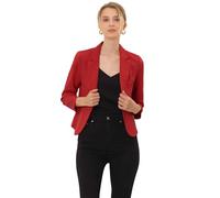 Allegra K - Blazer Corto y Ligero de Verano para Mujer, con Frente Abierto, para Oficina, Trabajo o Negocios, Estilo Informal, Rojo - sólido, M
