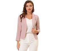 Allegra K - Blazer Corto y Ligero de Verano para Mujer, con Frente Abierto, para Oficina, Trabajo o Negocios, Estilo Informal, Rosa sólido., XL