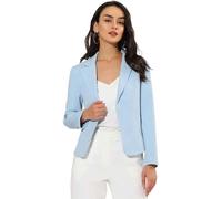 Allegra K - Blazer Corto y Ligero de Verano para Mujer, con Frente Abierto, para Oficina, Trabajo o Negocios, Estilo Informal, Large