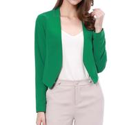 Allegra K Bléiser para Mujer, sin Cuello, Corto, Informal de Negocios, Trabajo, Oficina, Verde, Large