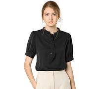 Allegra K - Blusas de verano con volantes y mangas de bufanda para mujer - Negro - X-Small