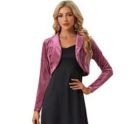 Allegra K Bolero Elegante de Terciopelo para Mujer Bolero Crop Cardigan para Cóctel Chaqueta Corta Disfraz de Halloween Violeta M