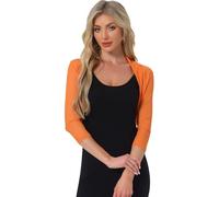 Allegra K Bolero Mujer de Malla Semitransparente Elegant Mangas Largas Shrug Top Naranja XXL