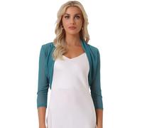 Allegra K Bolero Mujer Elegante de Mangas Largas de Malla Semitransparente Shrug Top para Fiesta Vacaciones Azul Verde S