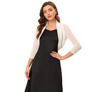 Allegra K Bolero Mujer Elegante de Mangas Largas de Malla Semitransparente Shrug Top para Fiesta Vacaciones Blanco M