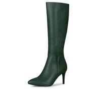 Allegra K Botas altas hasta la rodilla con tacón de aguja y cremallera lateral para mujer, verde oscuro, 38.5 EU