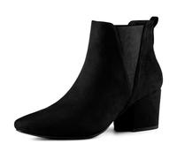 Allegra K Botas Chelsea de punta puntiaguda y tacón de bloque para mujer, Black, 38 EU