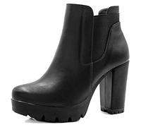 Allegra K Botas Chelsea De Tacón Alto Grueso Cremallera Plataforma Para Mujer Negro 38