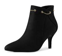 Allegra K Botines de tacón de aguja con cremallera lateral y puntera puntiaguda para mujer, Black, 38 EU