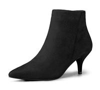 Allegra K Botines de tacón de aguja con cremallera y puntera puntiaguda para mujer, Black, 37.5 EU