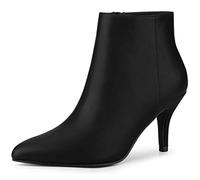 Allegra K Botines de tacón de aguja con cremallera y puntera puntiaguda para mujer, Black, 40 EU