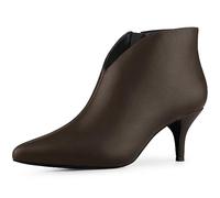 Allegra K Botines de tacón de aguja con punta recortada para mujer, Café, 41 EU