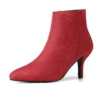Allegra K Botines De Tobillo Tacón Bajo De Aguja Estilete Cremallera Punta Estrecha De Mujeres rot_1 41