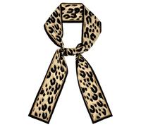 Allegra K - Bufanda estrecha para mujer, diseño de leopardo - Beige -