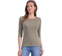 Allegra K Camiseta ajustada con cuello redondo y mangas de codo para mujer, Soplado ligero, XL