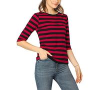 Allegra K, camiseta básica para mujer, mangas a media brazo, cuello redondo, ajuste ajustado, camiseta casual estampada, XS