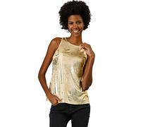Allegra K Camiseta Sin Mangas con Chaleco Brillante Metálico Brillante Sin Mangas para Fiesta Y Club para Mujer Disfraz de Halloween Dorado L