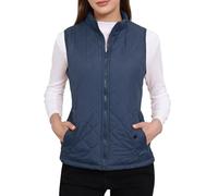 Allegra K - Chaleco acolchado ligero con cremallera para mujer con cuello alto, Azul oscuro, XL
