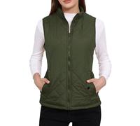 Allegra K - Chaleco acolchado ligero con cremallera para mujer con cuello alto, Verde, XL