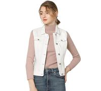 Allegra K Chaleco De Mezclilla Para Mujer Lavado Abotonado Con Bolsillos Chaqueta Vaquera Sin Mangas Con Botones Blanco L