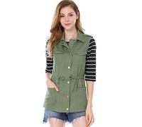 Allegra K Chaleco Tipo Anorak Estilo Cargo Ligero Con Cordón Para Mujer Verde XL
