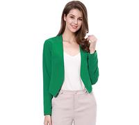 Allegra K Chaqueta Corta Casual De Negocios De Oficina De Trabajo Sin Cuello para Mujer Verde S