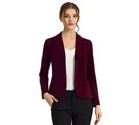 Allegra K Chaqueta de Manga Larga para Mujer, para Trabajo, Oficina, Cuello de Solapa, elástica, Chaqueta de Traje, Rojo púrpura, XS