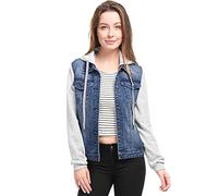Allegra K Chaqueta Vaquera Con Capucha Y Cordones En Capas Para Mujer Sudaderas Con Bolsillos Azul oscuro XL
